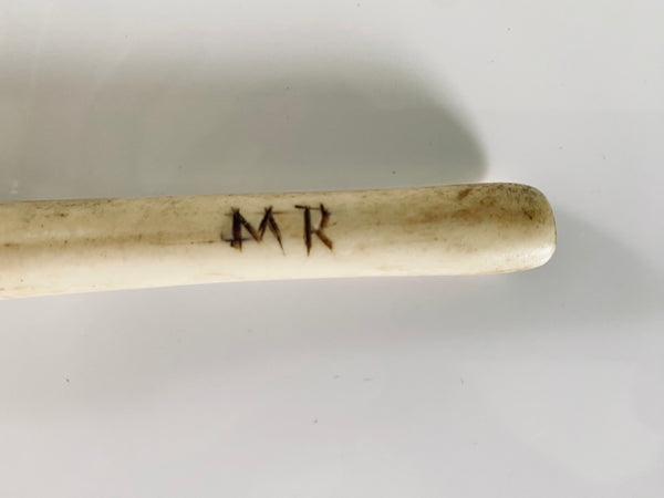 18th Century Initialled Folk Art Bone Apple Corer With Protective Markings - Source Vintage