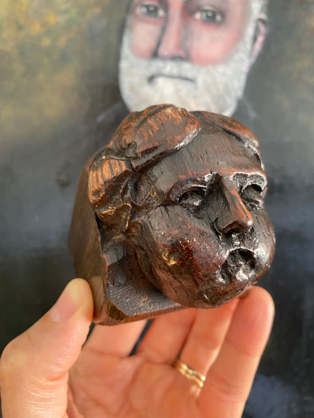 Antique 16th-17th Century Oak Figural Carving