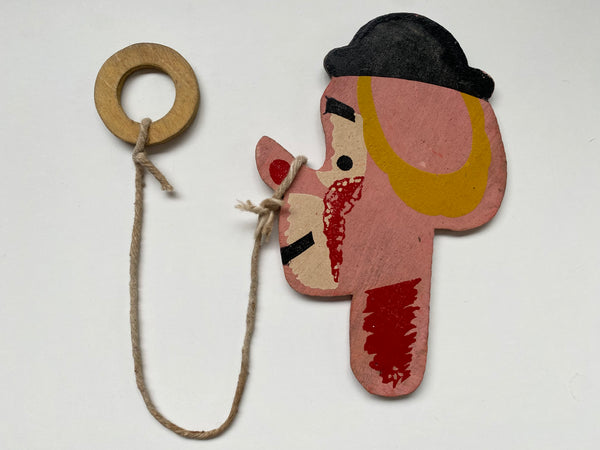 Vintage Wooden Folk Art Clown Hoop Game - Source Vintage
