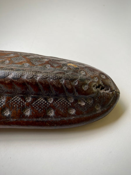 Rare 15th-16th Century Hand Tooled Leather Personal Utensil Scabbard & Accompanying Knife