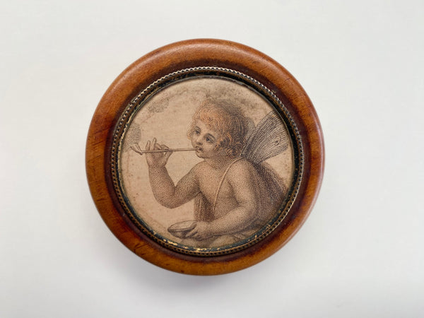 Rare Antique Georgian Treen Patch Or Snuff Box With Smoking Nymph c.1790-1800 - Source Vintage