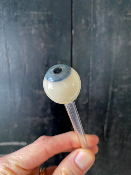 Rare Antique Uncut Handblown Ocularist’s Prosthetic Glass Eye On Stem