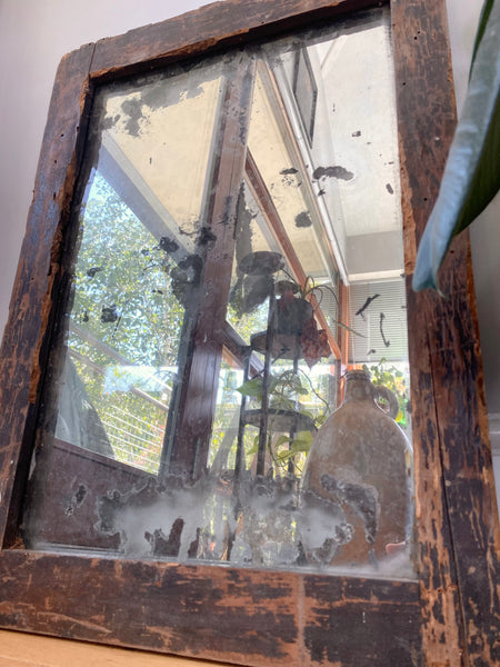 Scratch Built Make-Do Mirror Made From Scraps Of Wood - Source Vintage