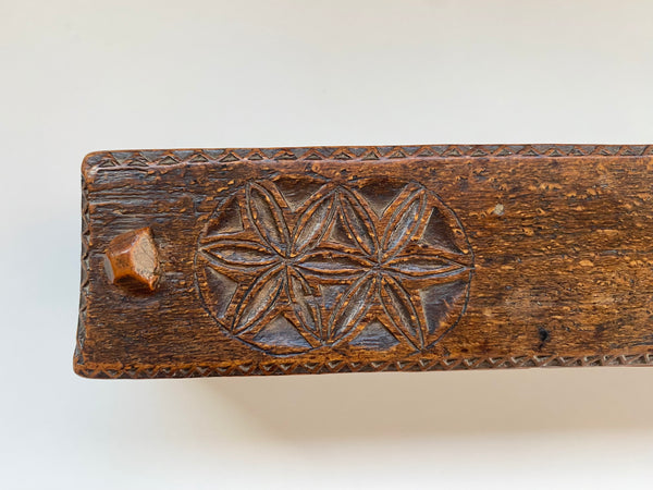 Early Antique Carved Treen Pen Or Pencil Box. Possibly Swedish In Origin Initialled & Dated 1813 - Source Vintage