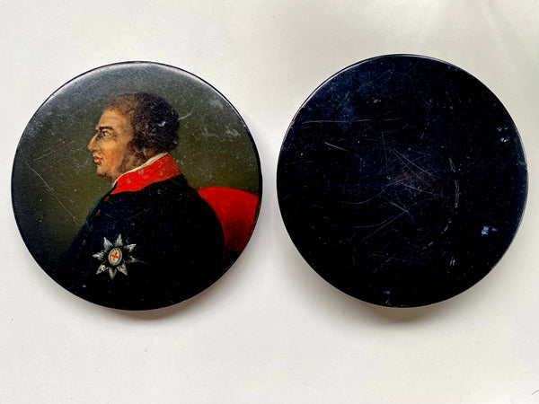 Rare Antique Early 19th Century Papier Mache Snuff Box Depicting King George IV
