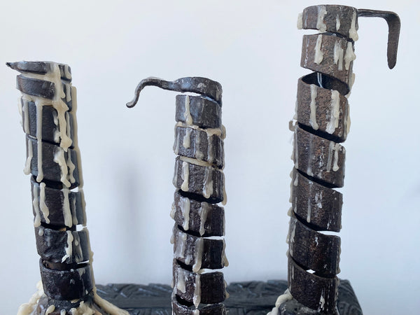 Trio Of Antique 18th/19th Century French Rat de Cave Candleholders Or Rushlights - Source Vintage