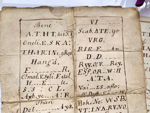 A Curious Manuscript Circa Early 18th Century Gravestone Epitaph Puzzle - Source Vintage