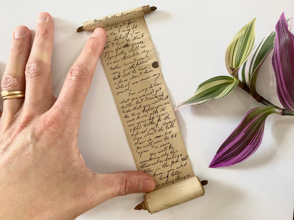 A Humorous Meter Long Letter Dated 1919 & Rolled Around Two Sticks - Source Vintage
