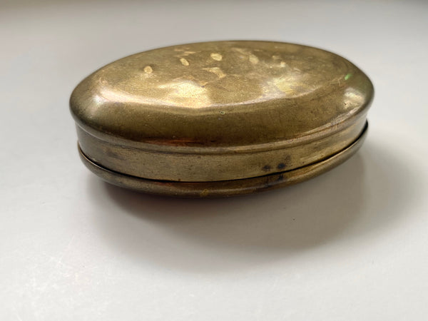 Antique 19th Century Brass Snuff Box Named ‘Ned Hay’ The Bone Smasher - Source Vintage