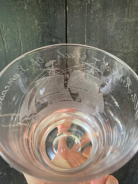Rare Antique 19th Century Prisoner Convict Ship ‘Sir Robert Peel’ Documentary Glass Tumbler