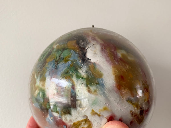 **RESERVED** Antique 19th Century Potichomania Glass Witches Ball - Source Vintage