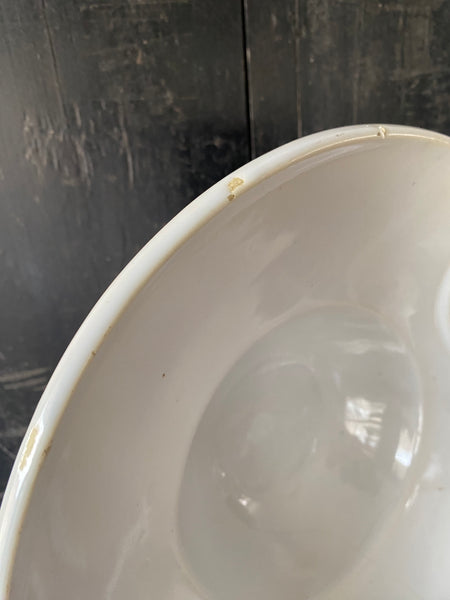 Antique 19th Century Make Do Tin Glazed Barber’s Bowl With Stapled Repairs