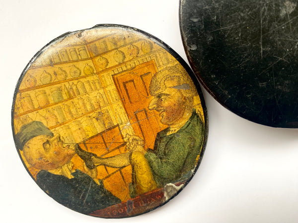 A 19th Century Handpainted Papier Mache Snuff Box With Comical Tooth Extraction Image - Source Vintage