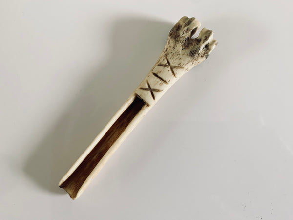 18th Century Initialled Folk Art Bone Apple Corer With Protective Markings - Source Vintage