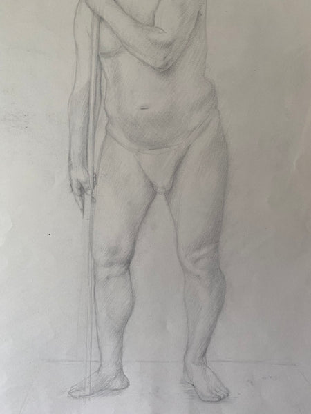 Vintage Double Sided Pen & Pencil Life Drawings Portraits Of A Nude Man - Source Vintage