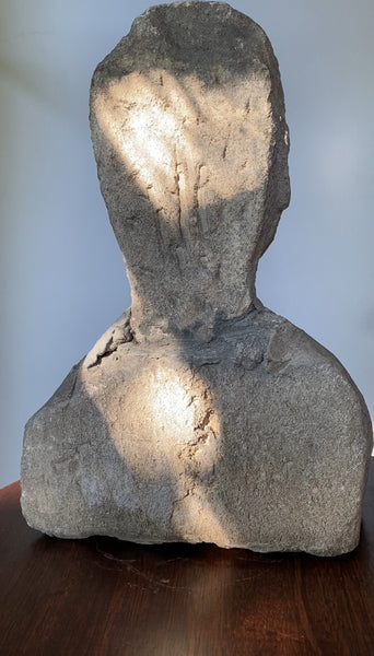 Antique 19th Century Carved Stone Figural Folk Art Possibly A Grave Marker