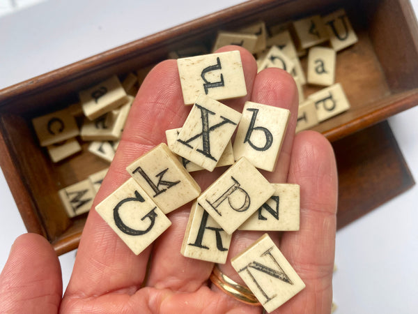 Antique Victorian Double Sided  Spelling Set c.1850s - Source Vintage