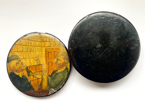 A 19th Century Handpainted Papier Mache Snuff Box With Comical Tooth Extraction Image - Source Vintage