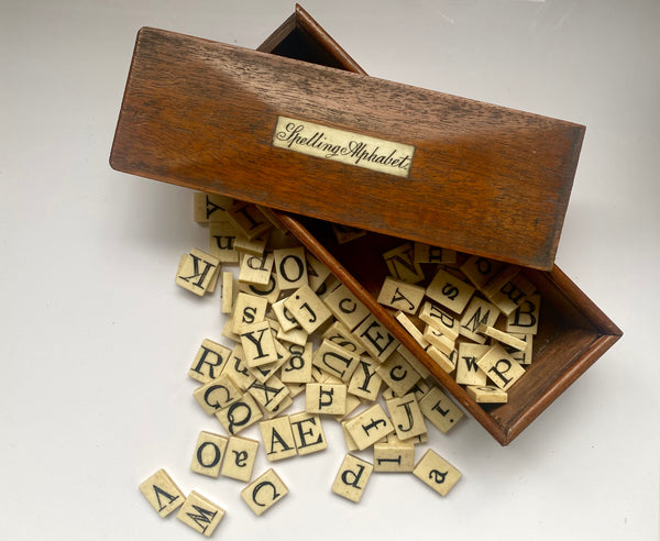 Antique Victorian Double Sided  Spelling Set c.1850s - Source Vintage