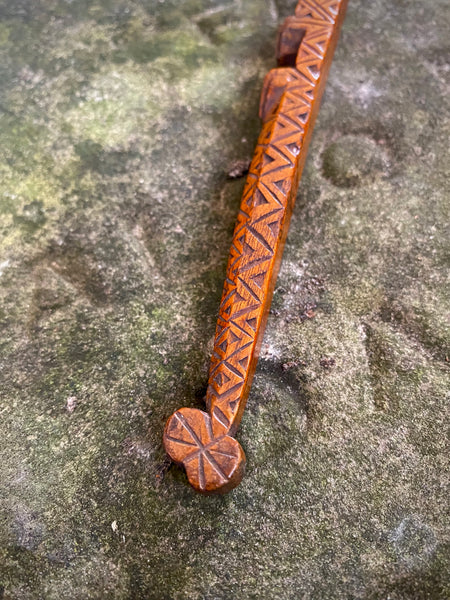 Handsome Antique Carved Treen Knitting Sheath c.1800
