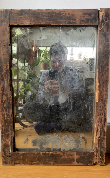 Scratch Built Make-Do Mirror Made From Scraps Of Wood - Source Vintage