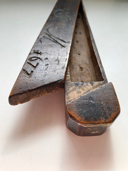 Rare Antique 17th Century Treen Quill Pen Case Initialled & Dated 1677