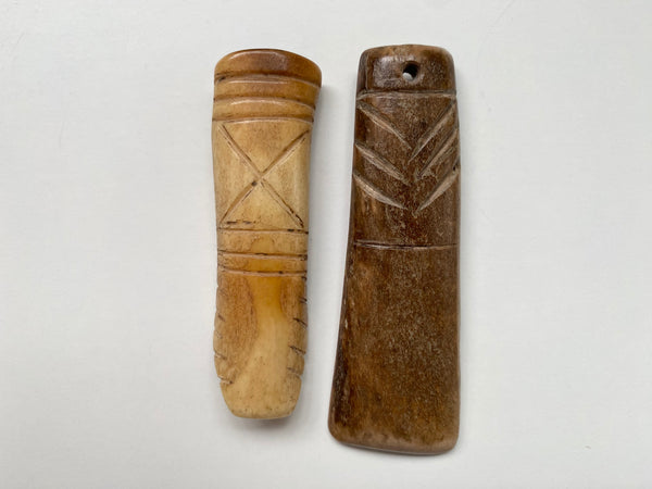 Pair 18th Century Folk Art Bone Implements With Protective Markings - Source Vintage