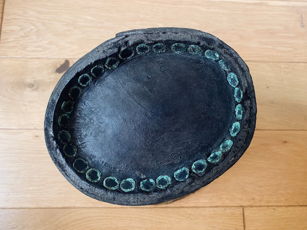 *RESERVED* Antique 18th Century Leather Fire Bucket With Folk Art Painting - Source Vintage