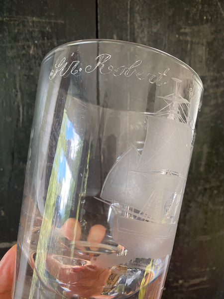 Rare Antique 19th Century Prisoner Convict Ship ‘Sir Robert Peel’ Documentary Glass Tumbler