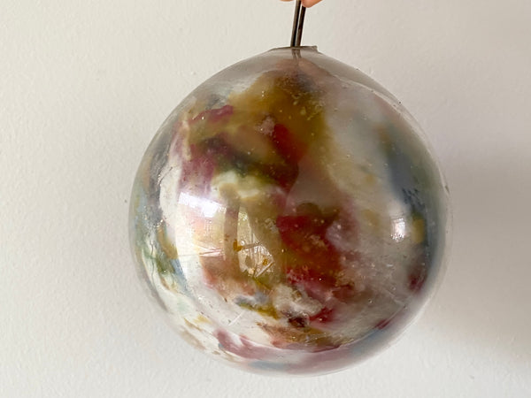 **RESERVED** Antique 19th Century Potichomania Glass Witches Ball - Source Vintage
