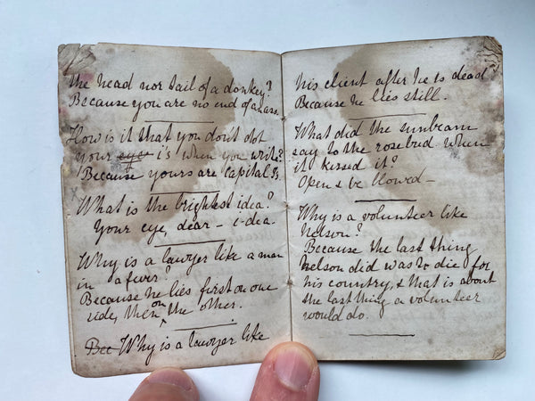 Rare Antique 19th Century Miniature Handwritten Riddles Book Dated 1869