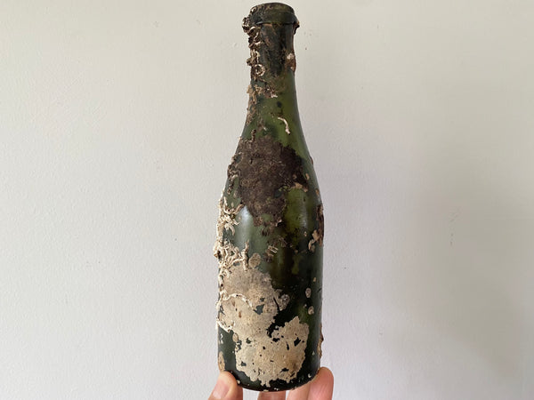 Antique Mid 19th Century Small Iridescent Champagne Shipwreck Bottle - Source Vintage