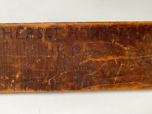 Unusual Folk Art Doodle Board Fragment Unknown Origin With Name ‘Herbet Herbert’ - Source Vintage