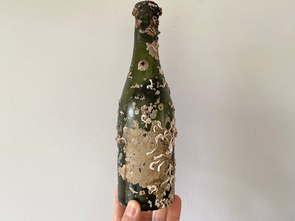 Antique Mid 19th Century Small Iridescent Champagne Shipwreck Bottle - Source Vintage
