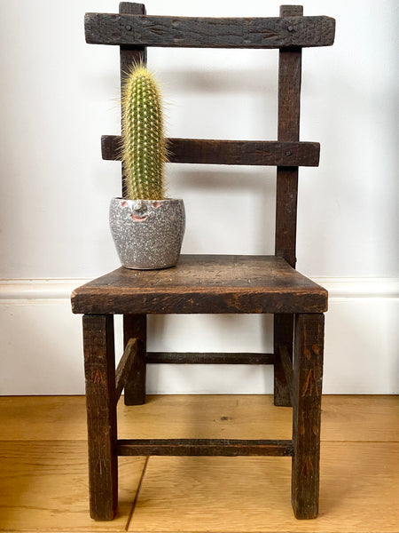 Antique Early 20th Century Folk Art Miniature Pet Chair - Source Vintage