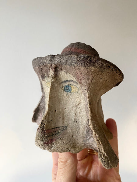 Rare Early 19th Century Sailor Folk Art Painted On Bone Vertebrae - Source Vintage