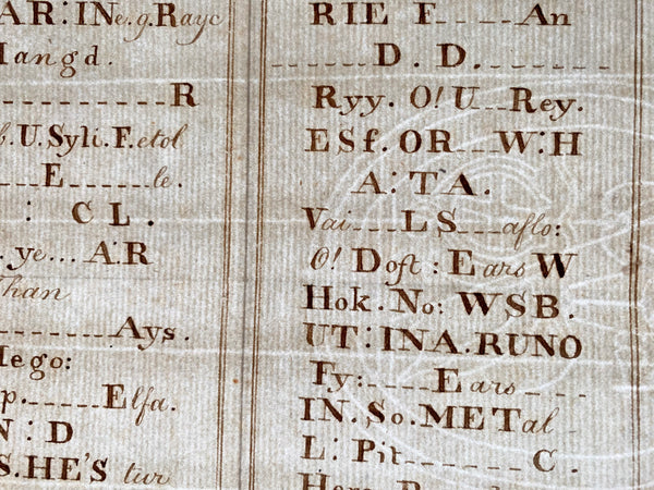 A Curious Manuscript Circa Early 18th Century Gravestone Epitaph Puzzle - Source Vintage
