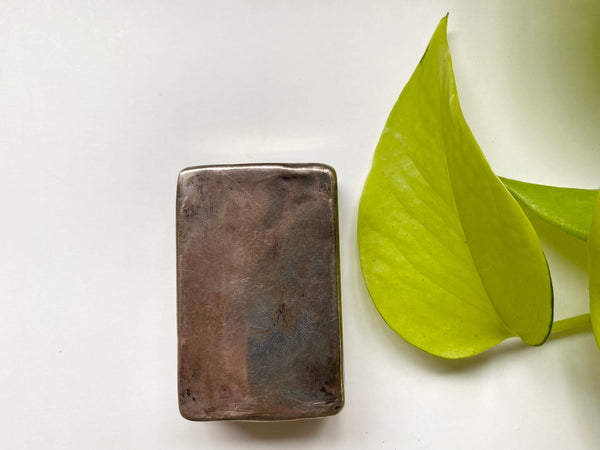 Antique WW1 Make Do Silver Vesta Case With Modified Wood Debris Fragment Inserted By A Soldier As A Memento Of A Bombing They Survived - Source Vintage