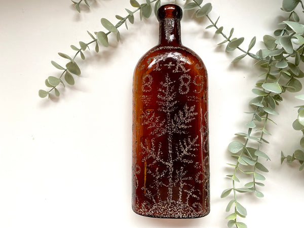 Rare 19th Century Folk Art Love Token Stippled Rochester NY Warner's Safe Kidney & Liver Cure Bottle Dated 1889 - Source Vintage