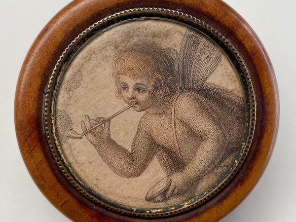 Rare Antique Georgian Treen Patch Or Snuff Box With Smoking Nymph c.1790-1800 - Source Vintage