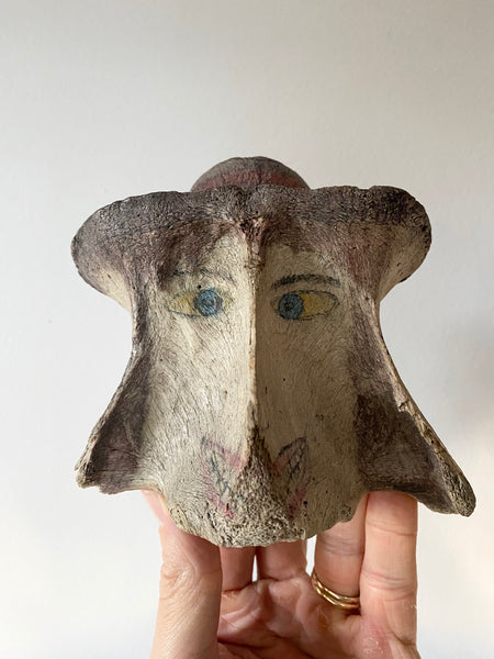 Rare Early 19th Century Sailor Folk Art Painted On Bone Vertebrae - Source Vintage