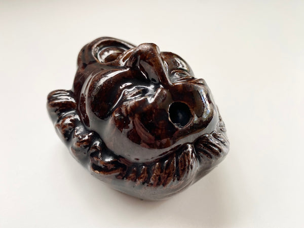Antique 19th Century Treacle Glazed Pottery Inkwell Robert Walpole - Source Vintage