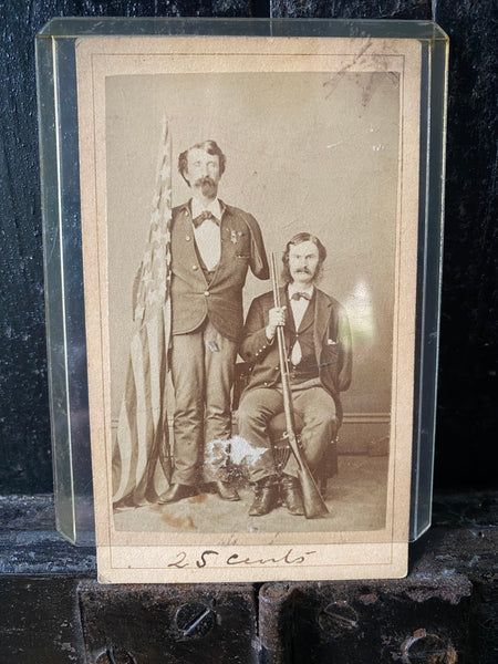 Antique 19th Century CDV - American Civil War Two Identified Amputee Veterans