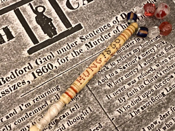 Extremely Rare Antique 19th Century Public Execution Souvenir Bobbin With Associated Documentation
