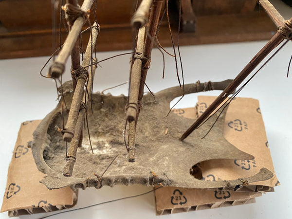 **RESERVED FOR MEGAN** Rare Antique Scratch Built Sailor Folk Art Ship Made From A Bird’s Breast Bone - Source Vintage