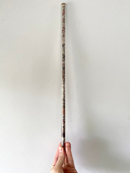 Rare 19th Century Glass Seamstresses Ruler With Thread From Their Work Held Inside - Source Vintage