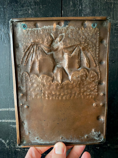 Mythical Antique Arts & Crafts Copper Wall Mounted Match Safe