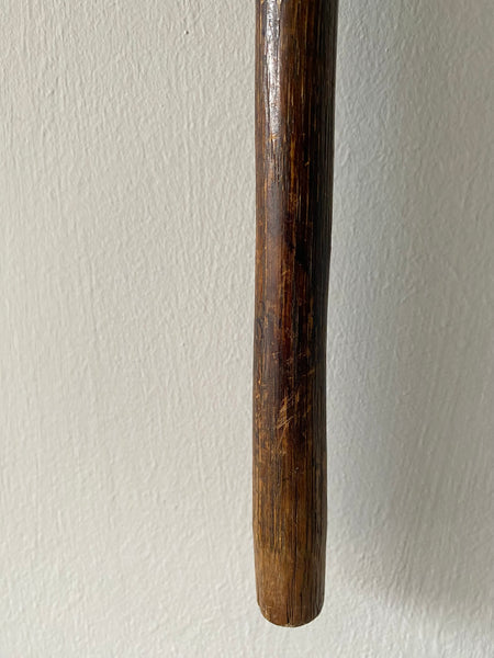 Rare Antique Carved Folk Art Walking Cane With Snake & Glass Marbles Inside c.1900 - Source Vintage