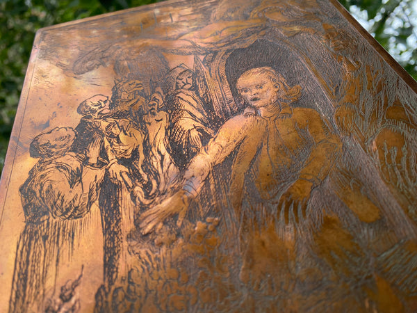 Rare Spooky Antique 19th Century Copper Printing Plate - Source Vintage