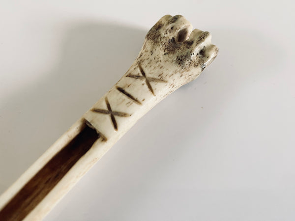 18th Century Initialled Folk Art Bone Apple Corer With Protective Markings - Source Vintage